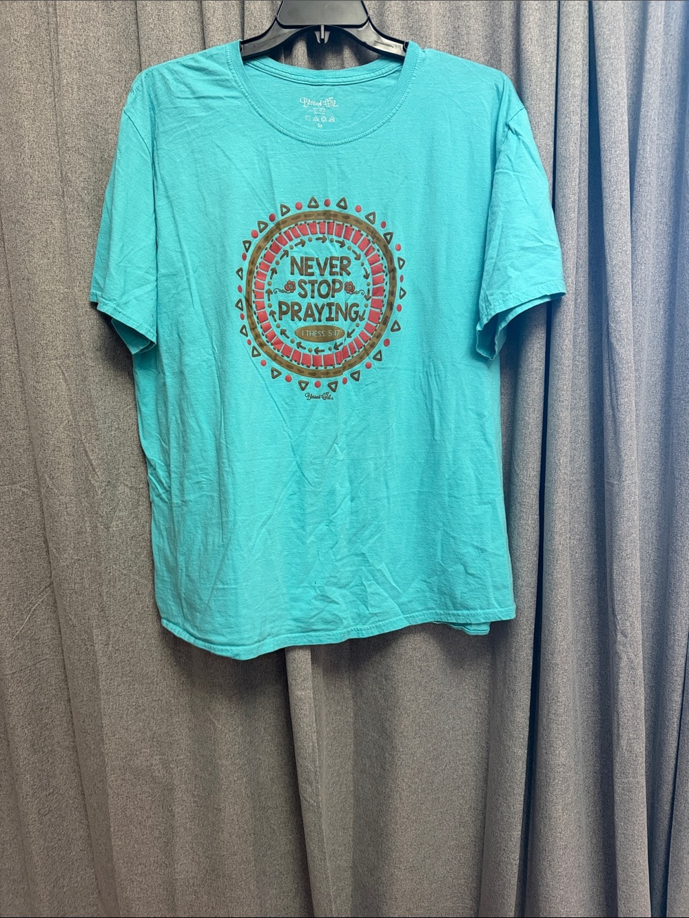 Never Stop Praying Graphic Tee - Turquoise